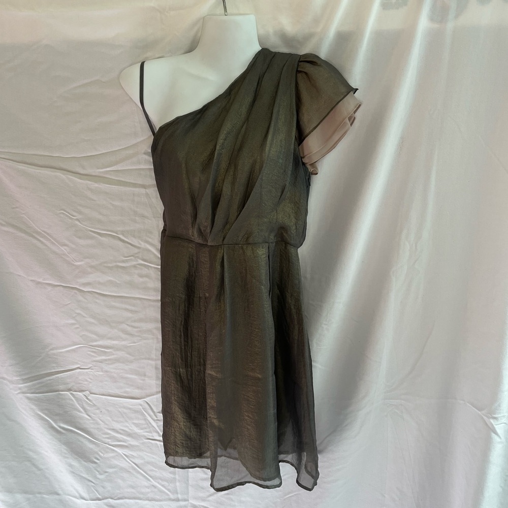 Greylin Grey / Gold One Shoulder Dress